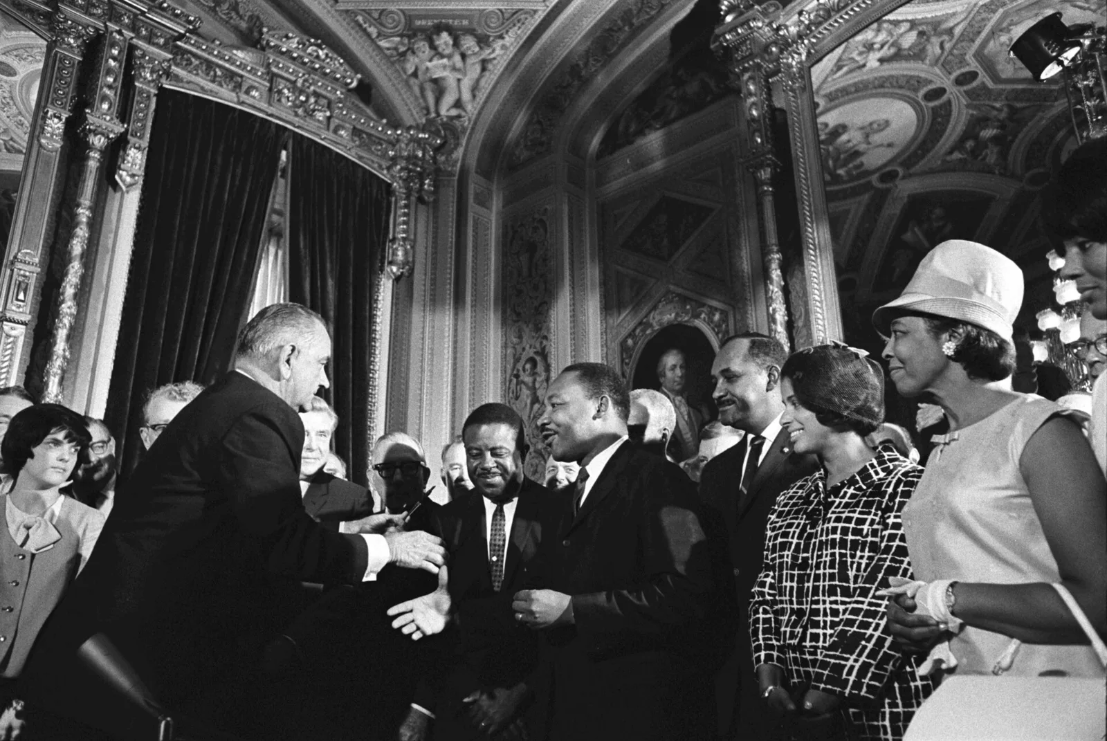 President Lyndon Johnson meeting with Martin Luther King Jr. around the Voting Rights Act.